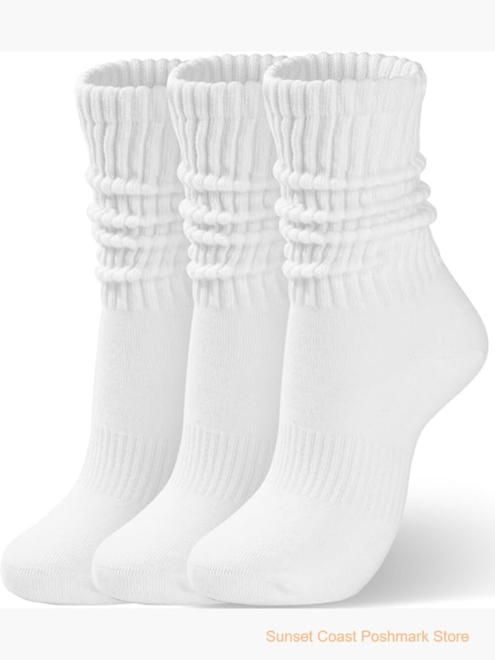 Cotton Slouch Crew Socks Mid Calf Scrunch Style All Season
